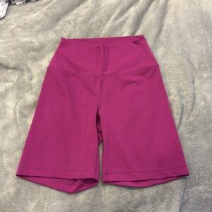 Yogalicious long biker workout shorts in magenta